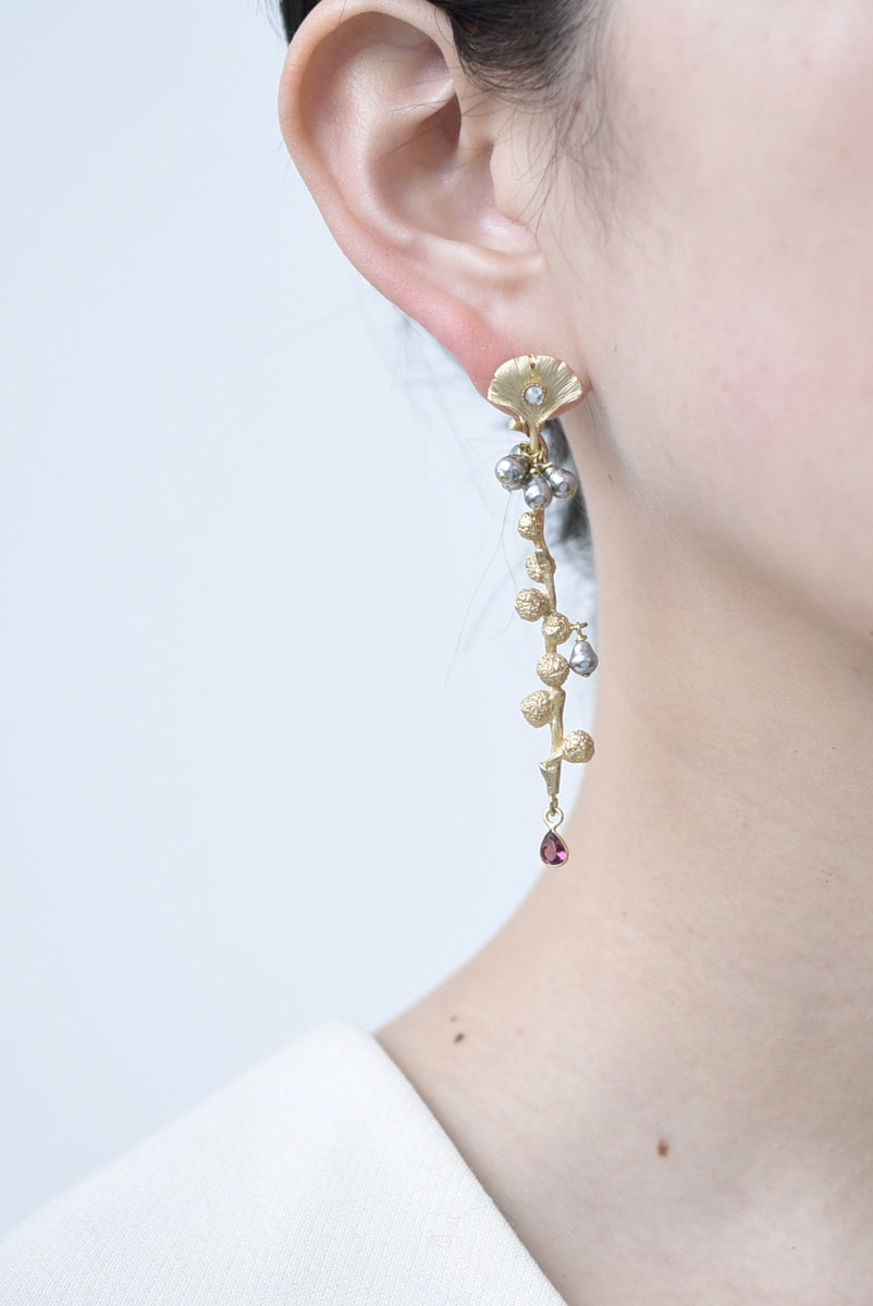 ginkgo branch earring